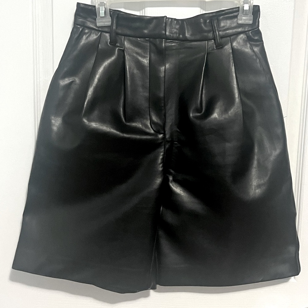 Aritzia High Waist Black Leather Shorts